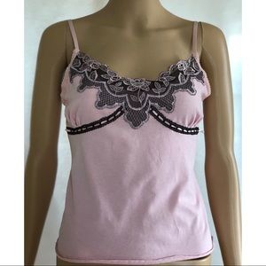 Pink & Purple Lace String Tank Top